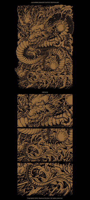 Tapet artă vectorială impresionantă tatuaj dragon japonez — iPhone Xs Max Fundal