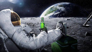 Astronaut care bea pe cel mai tare desktop — Spațiu cosmic GIF Fundal
