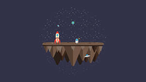 Astronaut de Desene Animate pe o Planetă Plată — Spațiu iPhone Fundal