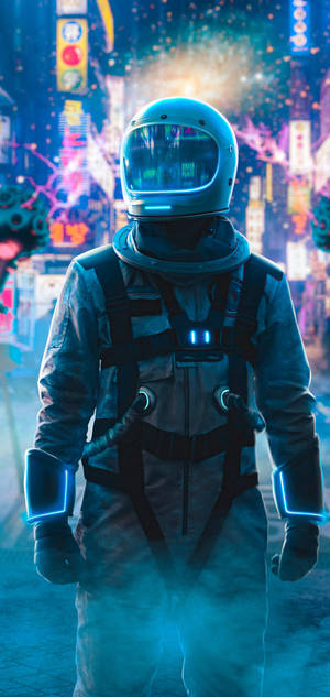 Astronaut strălucitor iPhone 11 wallpaper — iPhone 14 Plus Fundal