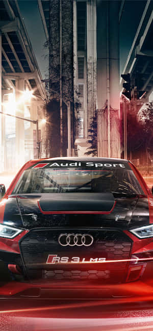Audi Sportback pe un peisaj urban nocturn — Nothing Phone (3) Fundal