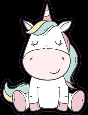Autocolant drăguț cu unicorn desenat