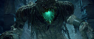 Wallpaper monstrul Golem de Carne din jocul video Wolfenstein. — 3440x1440 Fundal