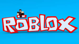 Tapet cool 3D cu coperta jocului Roblox pe fundal albastru.