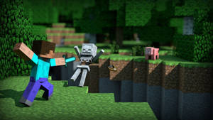 Minecraft Steve Sword Fighting wallpaper