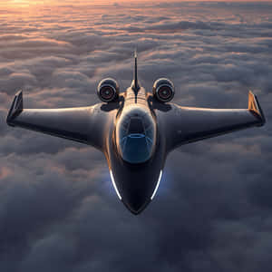 futuristic, avion de vânătoare, avion, aeronavă, aviație, nori, cer, zbor, tehnologie, apus, peisaj de nori, aerian, modern, transport, inovație, viitor, avion de afaceri, călătorie, lux, high tech