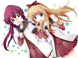 Tapet cu Ayano și Kyoko, cuplu lesbian anime — Anime Lesbian Fundal