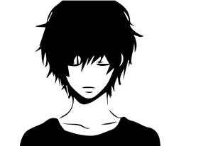 Băiat trist desen animat minimalist — Anime Alb Negru Fundal