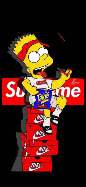 Bart Simpson Supreme Roșu — iPhone 11 Pro Max Fundal