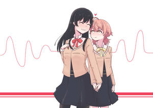 Fond de ecran cu bătăi de inimă lesbiene anime — Anime dance Fundal