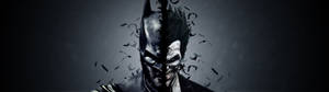 Batman și Joker ca unul pe un wallpaper gri pentru două monitoare