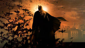 Tapet sepia cu Batman și lilieci