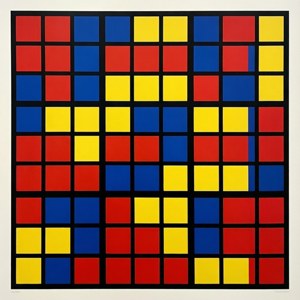 O compoziție sudoku Bauhaus în roșu, albastru și galben primare. — Tecno Phantom Fundal