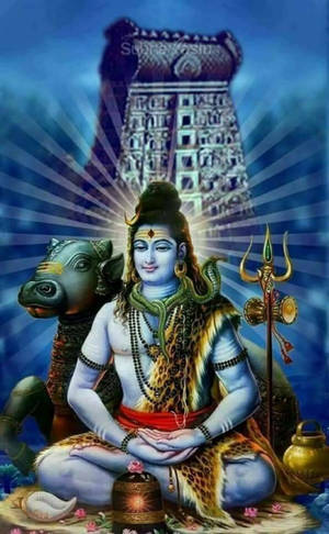 Bholenath HD Shiva Lotus Pose Nandi Bull — Galaxy Tab Active Fundal
