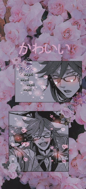 Imagine de fundal Black Butler Estetică Florală Roz Grell — iPhone 14 Fundal