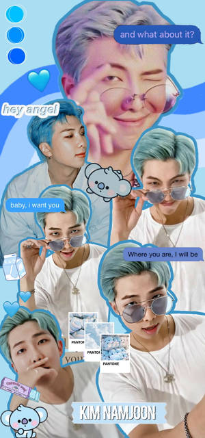 Blue Bts Rm Cute — iPhone 17 Fundal