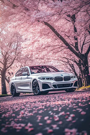 BMW,flori de cireș,primăvară,elegant,fond de ecran auto,floral,pașnic,senin,natură,mașină de lux — Natură Fundal