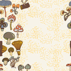 Bordură vintage drăguță cu ciuperci vector art — Ciupercuță drăguță Fundal