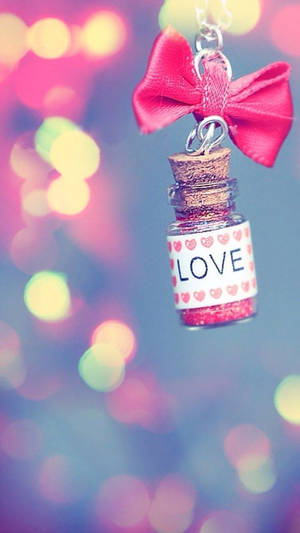 Breloc sticluță drăguță de Valentine's Day Love — 9:16 Fundal