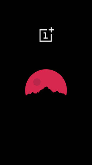 Fond AMOLED cu lună roz și logo OnePlus pe fundal negru. — AMOLED Fundal