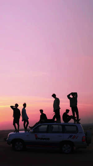 BTS Cer Violet Iphone — Bts grup foto GIF Fundal