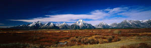 Peisaj de toamnă cu munți fundal dual monitor