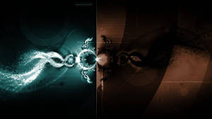 Fuziunea luminii abstracte și a umbrelor în wallpaper pentru dual monitor