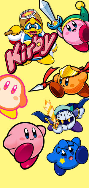 Wallpaper HD cool cu Kirby și alte personaje — iPhone 13 Pro Max Fundal