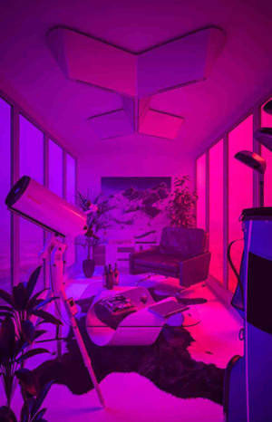 Fond de ecran Cameră mică în estetică neon violet vibrant — Redmi Pad Fundal