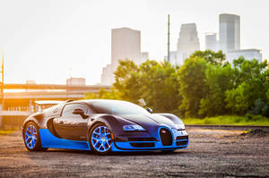 Tapet Bugatti Veyron Albastră la Răsărit — Albastru închis estetic GIF Fundal