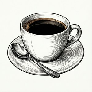 Un desen în linii al unei cești de cafea — Tecno Phantom V Flip Fundal
