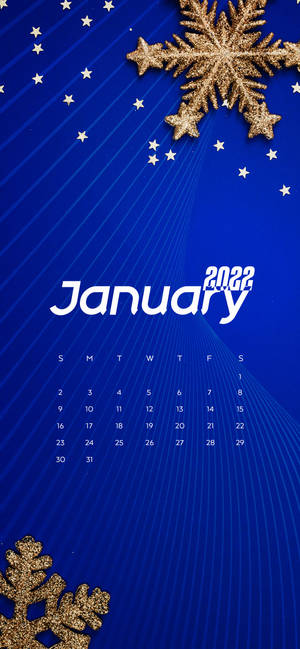 Fond de ecran calendar fulgi de nea albastru Ianuarie 2022 — iPhone 15 Pro Max Fundal
