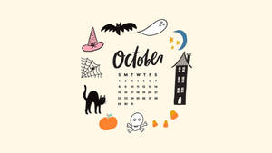 Calendar Octombrie de Halloween Cute și Estetic — Drăguț estetic Halloween Fundal
