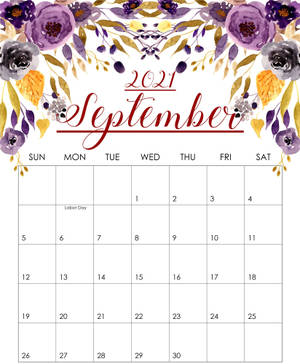 Tapet calendar septembrie 2021 flori purpurii. — Galaxy Z Fold 5 Fundal