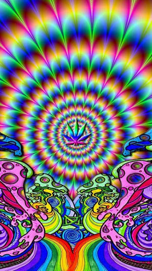 Canabis Caleidoscop Estetică Trippy — Trippy estetică Fundal