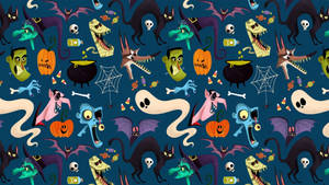 Fond de ecran cu capete flotante de Halloween desenate