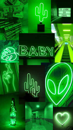 Captivant Fundal Estetic Verde Neon