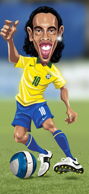 Caricatură amuzantă Ronaldinho wallpaper — iPhone 17 Pro Max Fundal