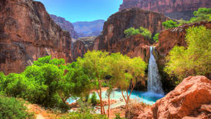 Havasu Waterfalls Front View wallpaper — Cascadă Fundal