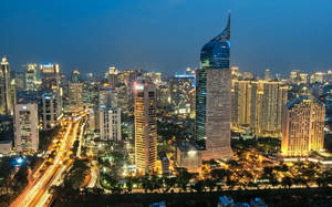 Centrul de Afaceri Jakarta wallpaper — Amurg Fundal