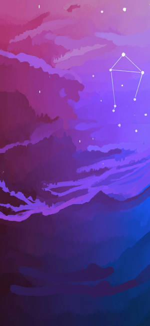 Fond de ecran Cer Galaxie Violet Zodiac Balanță — iPhone 15 Pro Fundal
