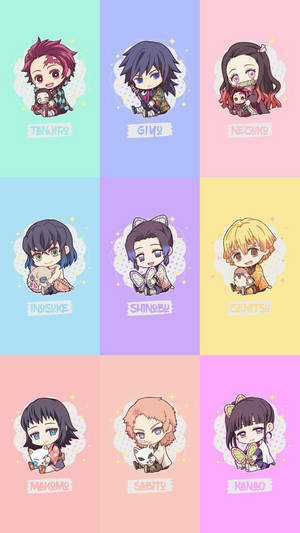 Fundal iPhone cu Chibi Demon Slayer — Demon slayer iPhone wallpaper