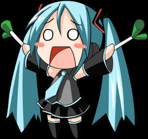 Transparent Panic Clipart - Hatsune Miku Chibi Leek, Descărcare HD PNG