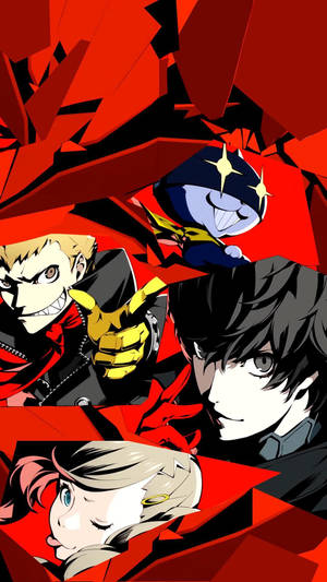 Persona 5 Phone — Anime Roșu Fundal
