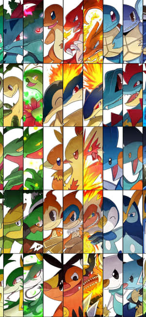 Colaj cu evoluția Pokémon, cu Meaganium — Redmi Note Fundal