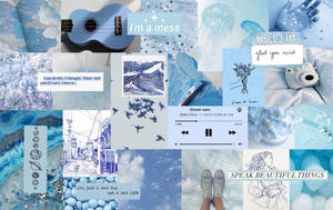 Colaj foto albastru de pe Pinterest pentru laptop — Pastel estetic GIF Fundal