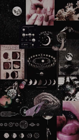Colaj Negru — Galaxie lună Fundal