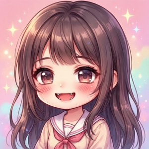 O fată anime kawaii cu colțișori, drăguță și pastelată. — Pixel Watch 5 Fundal
