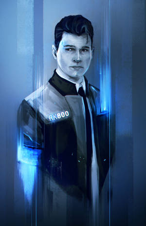 Artă în tonuri de gri a lui Connor din Detroit Become Human wallpaper — Honor MagicPad 3 Pro 12.3 Fundal
