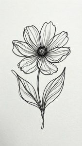 Minimalist black continuous line flower on white. — iPhone 5 Fundal